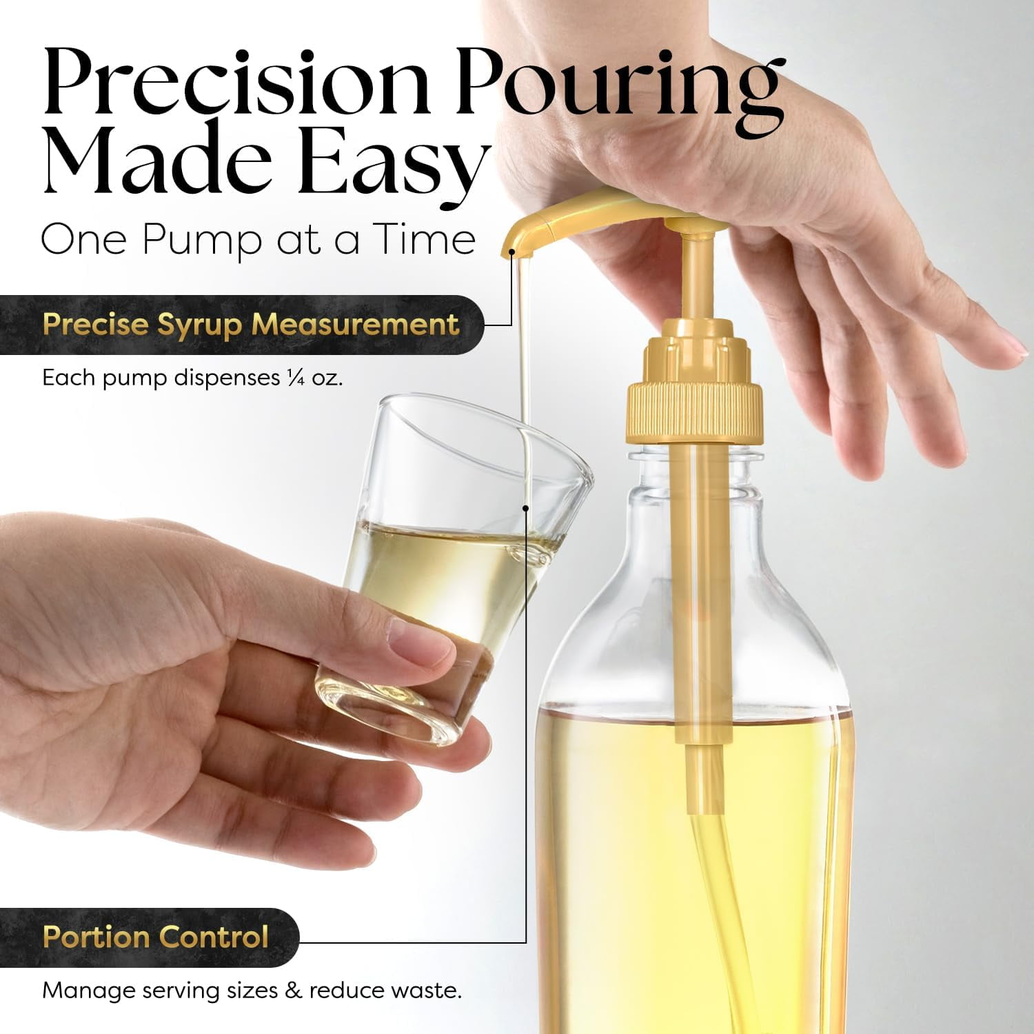 Fresh Finest Coffee Syrup Pump Dispenser for Most 25.4 Oz/750 ml Syrup Bottle Types