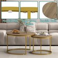 thumbnail image 6 of Peispie 27.6" Round Nesting Coffee Table Set of 2, Modern Stacking End Tables with Sturdy Metal Frame, Faux Marble & Industrial Wood Accent Side Tables for Living Room Bedroom, Brown Gold, 6 of 8