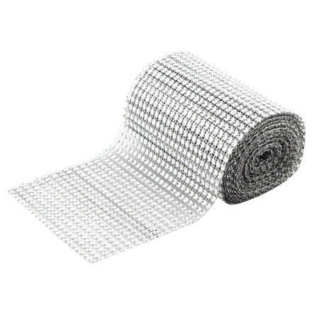 Depression Glass Ribbon - Household Plastic Cake Glass Table Decor Mesh Diamond Ribbon Silver Tone 5 Yard