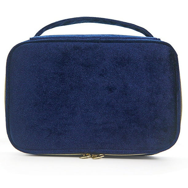 Bolsa de maquillaje, organizador de maquillaje de viaje, bolsas para brochas de maquillaje, azul
