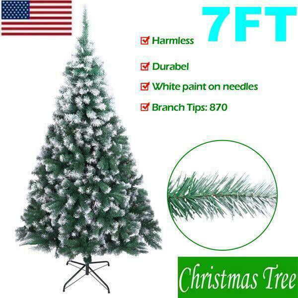 4/5/6/7Ft Artificial PVC Christmas Tree W/Stand Xmas Holiday Home Outdoor Decor 