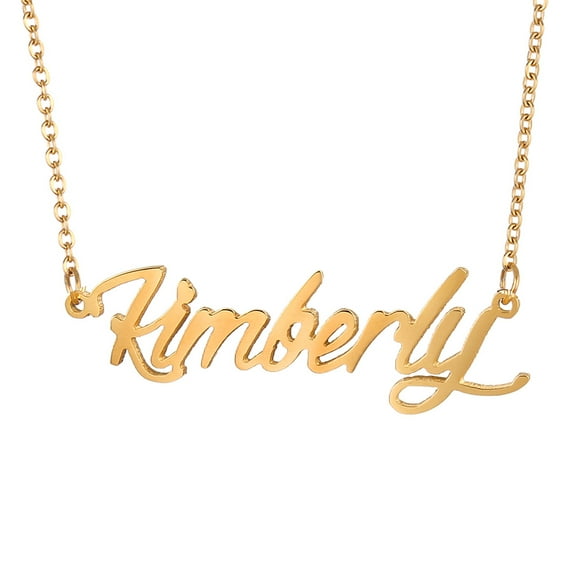 18k Gold Plated Script Kimberly Name Necklace Initial Nameplate Jewlery Best Friend Gifts