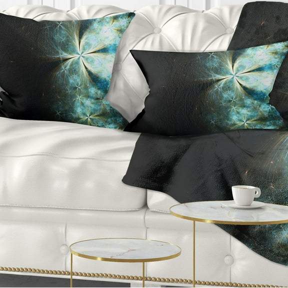 Designart 12" x 20" Blue Polyester Throw Pillow