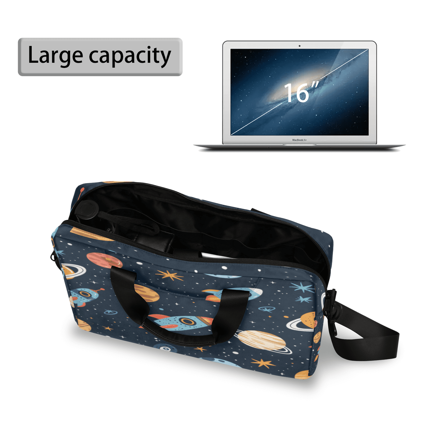 Herdesigns Cute Planet Laptop Bag for Women Men, Computer Case Briefcase Messenger Bags, 15-15.6 inch Laptop Sleeve Shoulder Bag