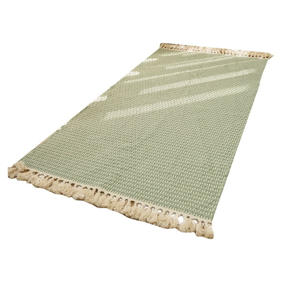 Alfombra Tejida de Algodón y . Tejido Fino Que Se Puede Lavar A Máquina. Manta de Algodón para la Cama, Color Verde.