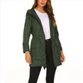 thumbnail image 2 of Chaqueta Impermeable para Mujer con Capucha y Cremallera Frontal de Longitud Media para Exteriores. Verde Oscuro XL, 2 of 8
