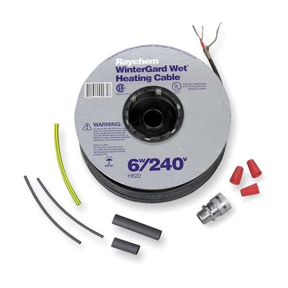 Raychem Electric Heating Cable Kit, 240VAC, 100 ft Length 449467-000