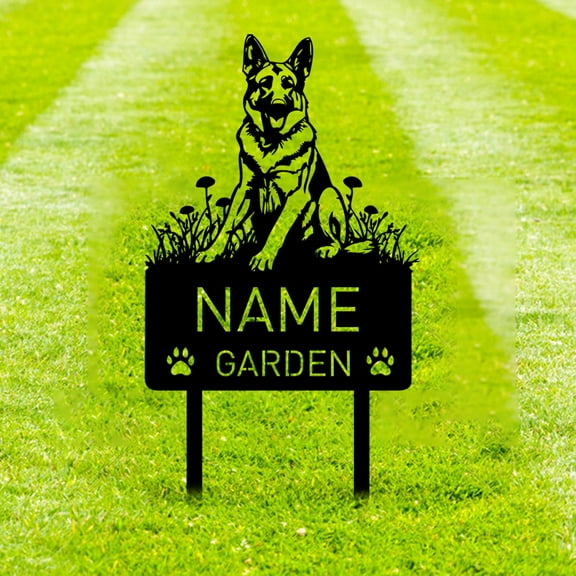 Custom German Shepherd Dog Metal Memorial Garden Stake Personalized Pet Grave Marker Name Sign Remembrance Stake Decor Sympathy