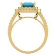 thumbnail image 4 of 2.07 ctw with Simulated Diamond Halo Accents Anniversary Ring for Women | Princess Cut Simulated Turquoise | Hyperallergenic Solid 18K Yellow Gold, 4 of 5