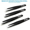 thumbnail image 4 of Tweezers Set - Professional Stainless Steel Tweezers for Eyebrows - Great Precision for Facial Hair, Splinter and Ingrown Hair Removal (Black), 4 of 4
