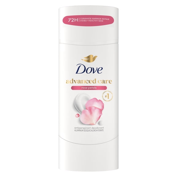 Dove Advanced Care Antiperspirant Deodorant Stick For Soft, Resilient Skin After Shaving, Rose Petals With 72-Hour Sweat & Odor Protection, ,2.6 oz