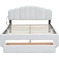 thumbnail image 4 of Teddy Fleece Queen Size Upholstered Platform Bed,with Storage Drawer,Wooden Bedframe w/LED Lights and USB Ports,No Box Spring Needed, for Bedroom,Guest Room, 4 of 6