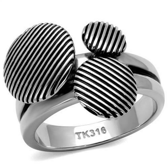 Alamode TK2973-7 Bague en Acier Inoxydable Poli pour Femmes avec Époxy en Jet - Taille 7