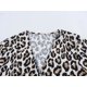 thumbnail image 4 of HH TRAF Vestido corto holgado de verano con estampado de leopardo y una hilera de botones para mujer, vestido plisado de manga larga con escote en V a la moda para mujer, 4 of 4