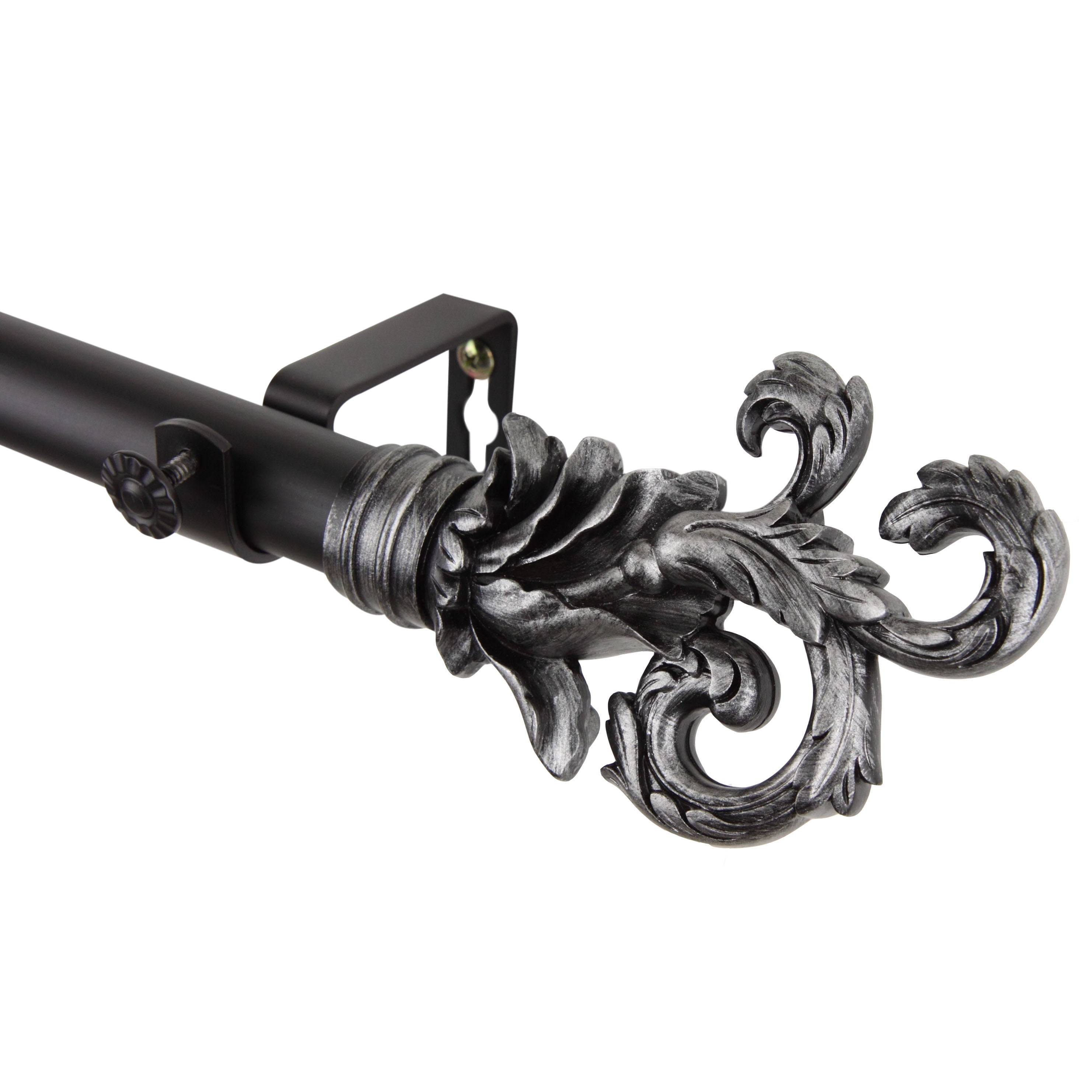 1" Dia Adjustable Paxe Double Curtain Rod 28-48 inch Black