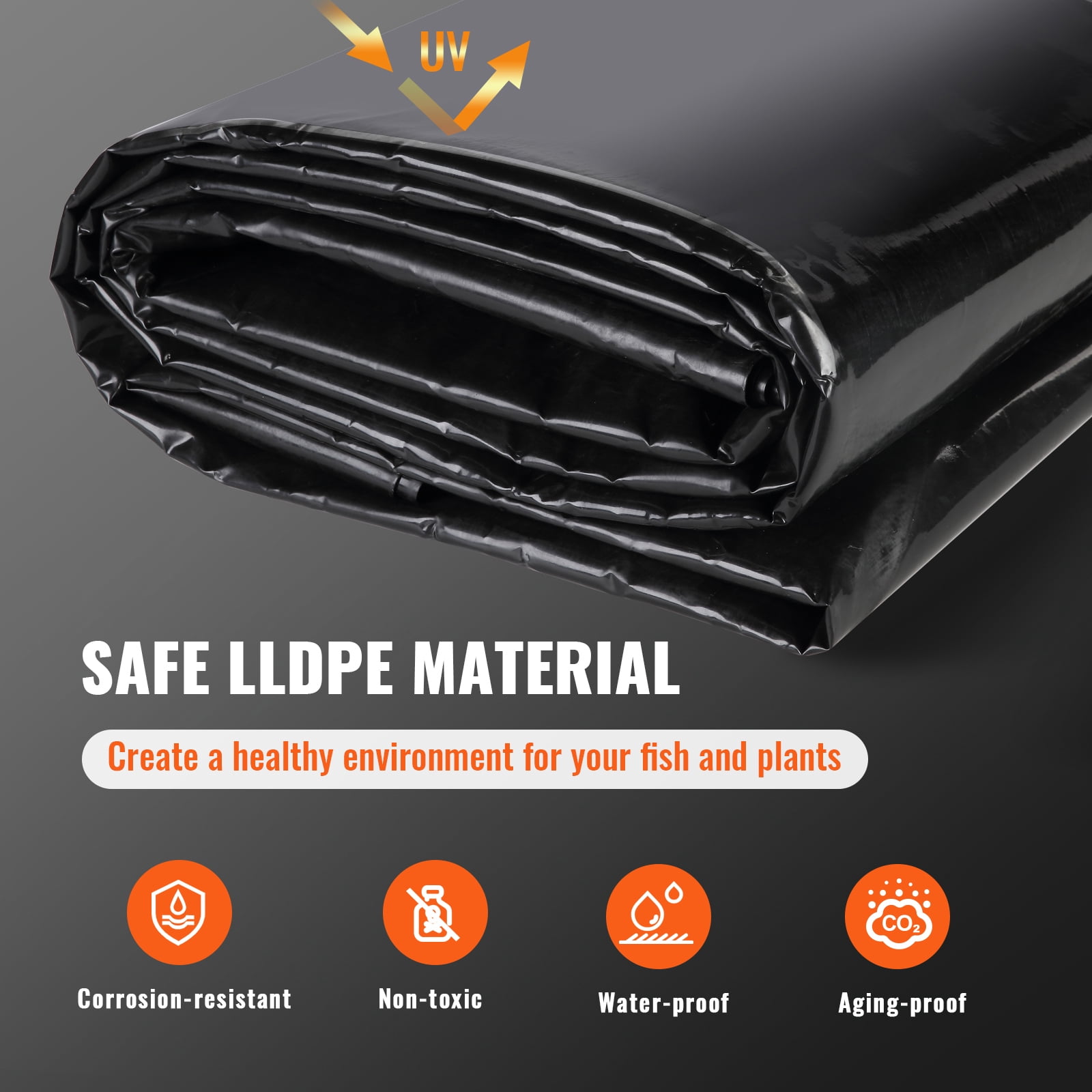 KFFKFF Pond Liner Fish Liner 10 x 13 ft 20 Mil LLDPE Easy Cutting Underlayment