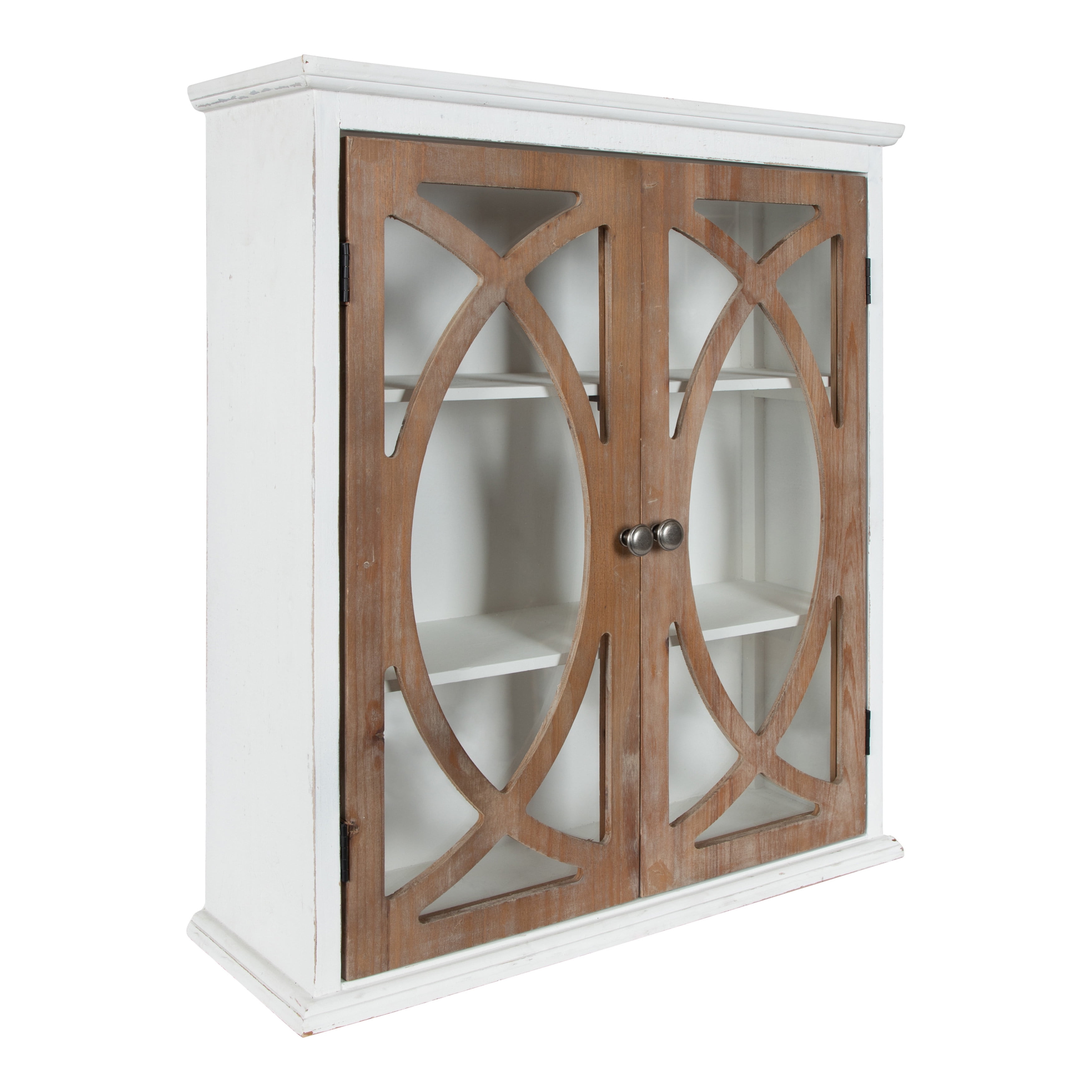 Quinlan White and Rustic Brown 2-Door Wall Cabinet
