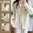 thumbnail image 1 of Conjunto de pijama Kawaii para mujer, ropa de dormir de 2 piezas, Top de manga larga, pantalones, bata de casa, moda coreana, 1 of 4