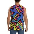 thumbnail image 4 of Lsque Vintage Audio Cassettes Print Men's Cotton Blend Sleeveless Muscle Shirts (S-3XL)- Moisture Wicking, Odor Protection, UPF 30+,Large, 4 of 8