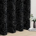 thumbnail image 5 of Fragrantex Thermal Insulated Blackout Floral Curtains 63 inch length 2 panels set for Bedroom, Black Flower Patterned Window Drapes Back Tab, 52" x 63", 5 of 5