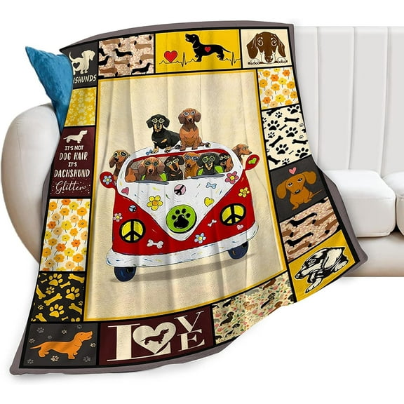 Dachshund Throw Blanket Ultra Soft Cozy Plush Weiner Sausage Dog Flannel Fleece Blankets Lightweight Fuzzy Warm Party Blanket Dachshund Lovers Gifts for Bed Couch Sofa Women Adults 50"x40"