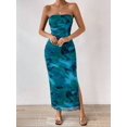 thumbnail image 2 of Women's Printed Side Slit Ruched Stretch Tube Dress 100% Polyester Made For Everyday Wear Flattering Knee Length, 2 of 18