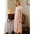 thumbnail image 5 of Defitshape Women's Cute Victorian Nightgown Princess Old Fashioned Vintage Soft Oversized Comfy Thin Sleeping Cool Mid Calf Pajamas Dress Night Gown Pink Large, 5 of 5