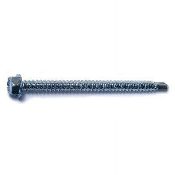 #12-14 x 3" Zinc Plated Steel Hex Washer Head Self-Drilling Screws SDSHWS-218