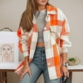 thumbnail image 2 of Arlun Womens Flannel Plaid Long Sleeve Jackets 2025 Fashion Lapel Button down Shacket Loose Comfortable Lightweight Long Sleeve Coat Fall Outwear with Pockets Orange L, 2 of 5