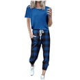 thumbnail image 1 of UPPADA Ensembles Détente 2 Pcs pour Femmes Tenues 2 Pcs Vêtements de Détente Manches Longues Col Ras du Cou Ensemble de Pyjama Jogger Pantalon de Survêtement Survêtement avec Poches Bleu,m, 1 of 5