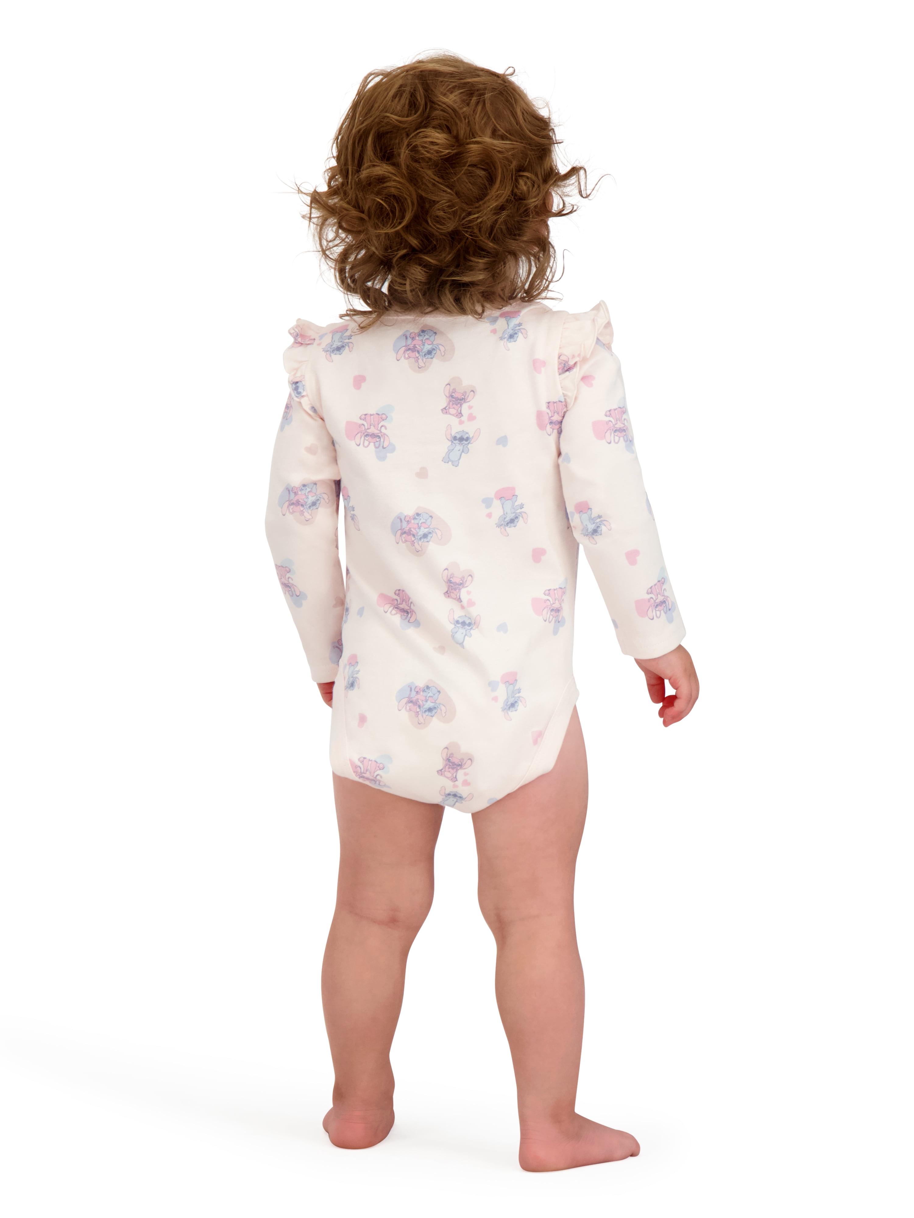 Stitch & Angel Baby Girl 3 Pack Long Sleeve Bodysuits, Size 0-24 Months