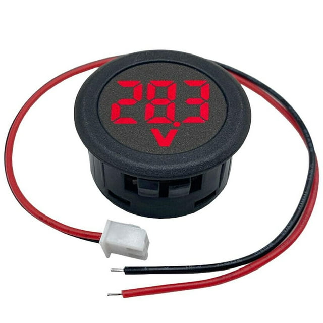 Voltímetro Circular De Dos Hilos Medidor de voltaje DC 4-100V Pantalla digital LED programable pequeña (rojo)