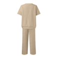 thumbnail image 3 of European And Autumn New Loose Solid Color Casual Suit Textured Drawstring Sports Two Piece Suit For Women Ski Pants Bibs Wedding Guest Jumpsuit for Women Wedding Guest Dresses for Women Tuxedo Pant, 3 of 5