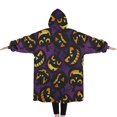 thumbnail image 2 of Oversized Wearable Blanket Hoodie,Jack Olantern Halloween Pattern Sherpa Blanket Hoodie with Super Pockets,Super Warm Fuzzy Pullover for Women & Men, 2 of 6