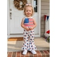 thumbnail image 6 of BemeyourBBs Toddler Baby Girls 4th of July Outfit Patriot Independent Day Summer Romper Clothes One Piece Jumpsuit Bell Bottoms Casual Slim Fit American Flag Print Halter Neck Backless Overalls, 6 of 7