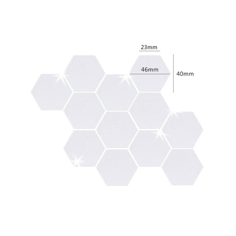 12PCS Hexagon Mirror Wall Sticker, 3D Decorative Mirrors Peel and Stick  Self-Adhesive Wall Sticker Decals for Bedroom Living Room  Decoration,46*40*23mm 