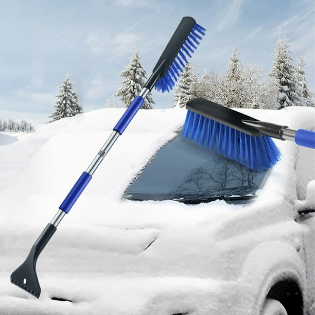 Pala para nieve de coche desmontable, raspador telescópico de hielo, color azul