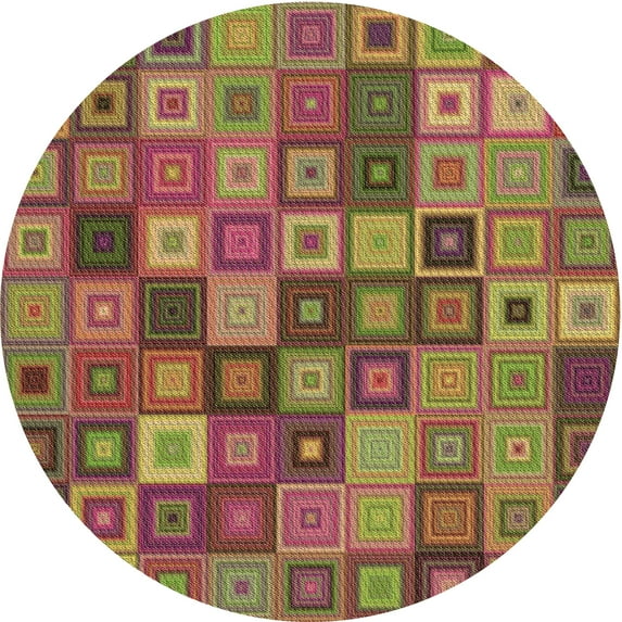 Ahgly Company Machine Washable Indoor Round Transitional Caramel Brown Area Rugs, 5' Round