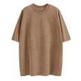 thumbnail image 4 of vigerkar Oversized Vintage t Shirts for Women Short Sleeve Cotton Casual Baggy Tees Trendy Crew Neck Loose Tops 2025 Khaki, L, 4 of 6