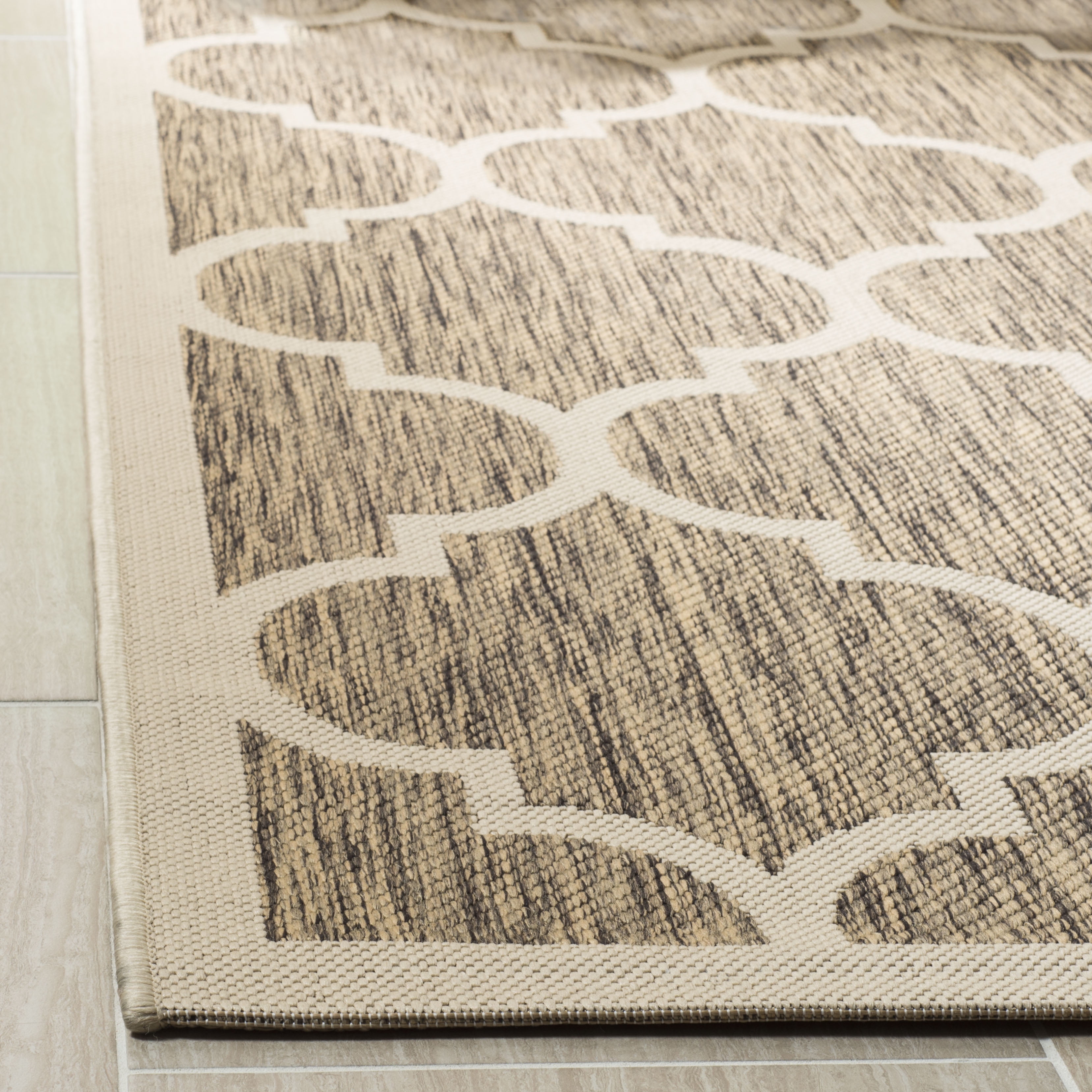 Safavieh Courtyard Alyssa Geometric Indoor/Outdoor Runner Rug, Brown/Bone, 2'3" x 8'