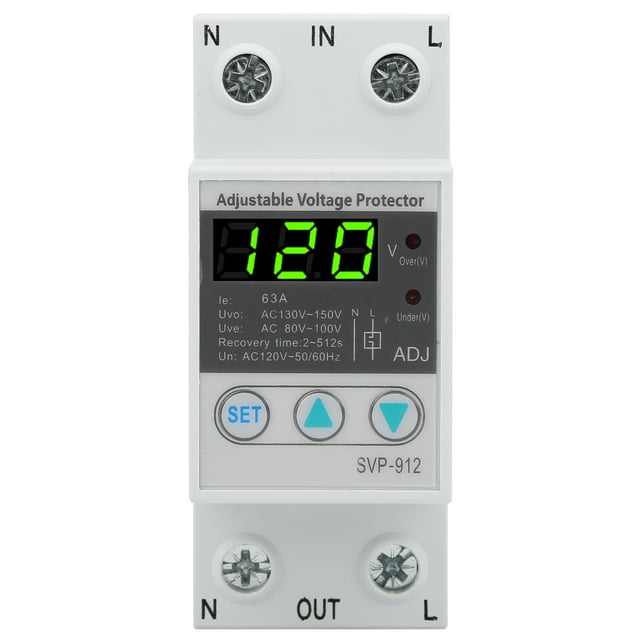 Peahefy SVP‑912 120VAC Adjustable Automatic Reset Voltage Current Protector 40A/63A/80A