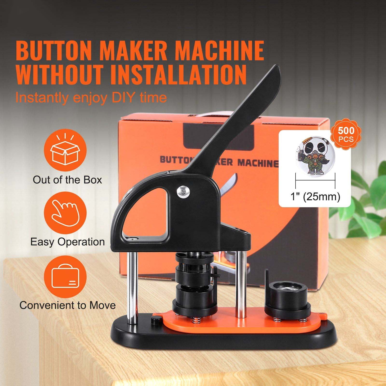 Button Maker Machine 25mm, Pin Making Kit with 500 Parts, Panda Magic Book, DIY Craft for Kids & Adults, Ergonomic Punch Press Kit for Badges, Gifts
