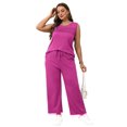 thumbnail image 4 of Conjunto de ropa de verano WIHOLL de dos piezas para mujer, color rosa intenso, 4 of 5