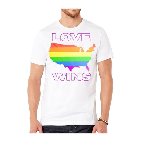 Mens Love Wins USA Short-Sleeve T-Shirt - White - 4X-Large