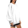 thumbnail image 2 of ORUYROP Chandails en Molleton Surdimensionnés pour Femmes Manches Longues Col Rond Chandail Décontracté Ample Couleur Unie Polaire Tops Pulls, 2 of 7