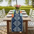 thumbnail image 4 of Table Runners 60 Inches Long Dress Scarves, Navy Blue Farmhouse Kitchen/Dining Table Runner, Small Coffee Tablerunners, Vintage Tribal Abstract Geometric Tie Dye Art 13x60 Inch, 4 of 9