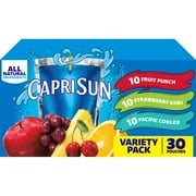 Capri Sun Fruit Punch, Strawberry Kiwi And Pacific Cooler Flavored Juice Drink Blend Variety Pack, 30 Ct Box, 6 Fl Oz Pouches Packaging May Vary
