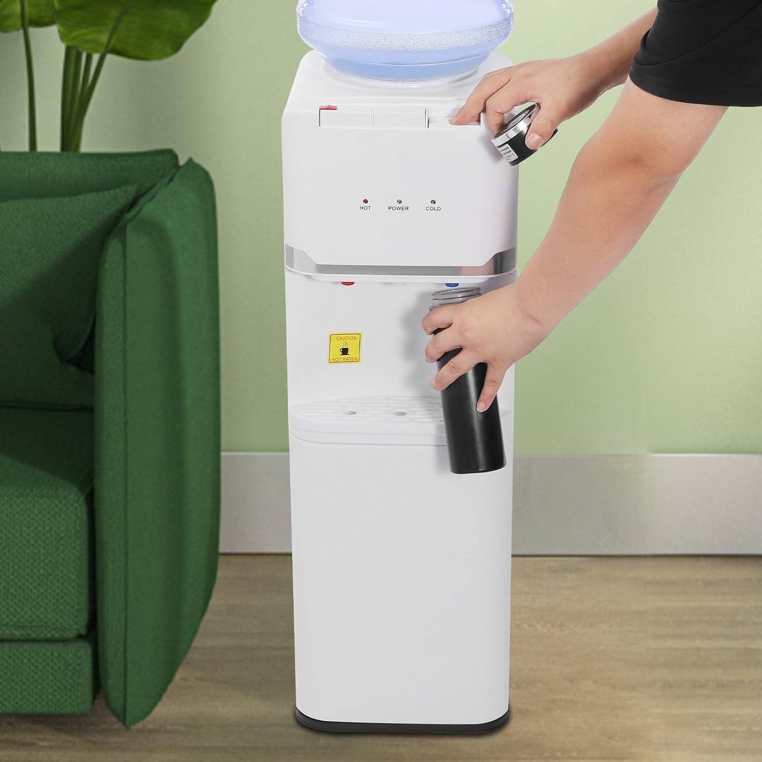 Miumaeov Water Dispenser Top Loading Water Dispenser Water Cooler for 5&3 Gallon Bottles w/3 Temperature Settings Includes Child Safety Lock