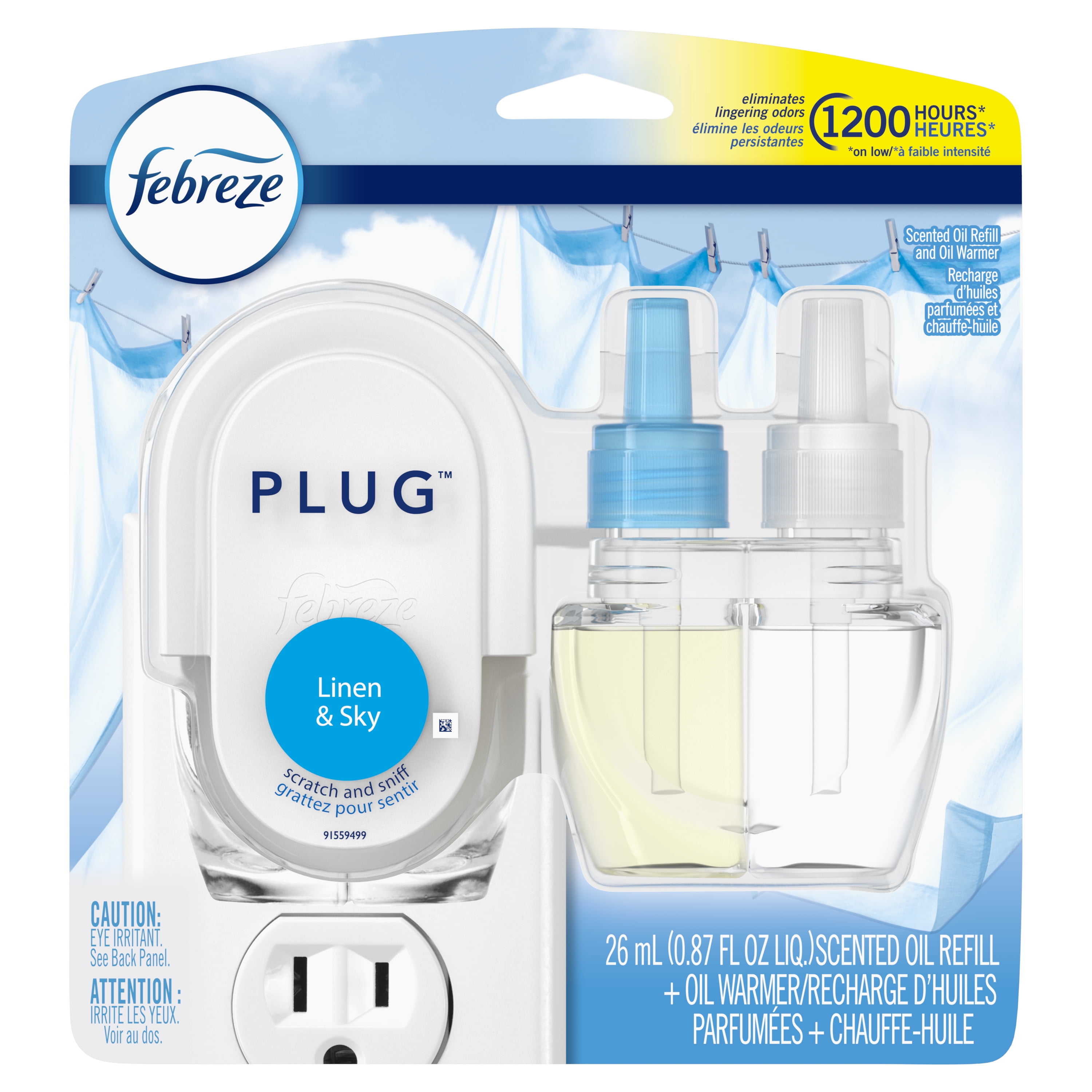 Febreze Plug OdorEliminating Air Freshener, Linen & Sky, Starter Kit