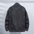 thumbnail image 5 of LIUJUNSHOP Slim Fit Men's Denim Jacket Mens Classic Denim Jacket Autumn Spring Casual Wear Solid Color Button Front Blouse Coat Top, 5 of 5